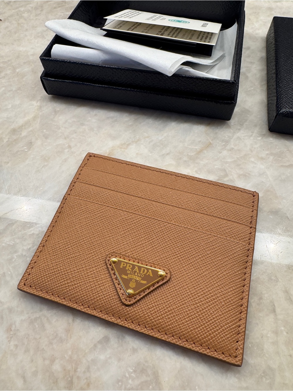 Prada Brown Saffiano Leather Card Holder - Picture 3 of 4